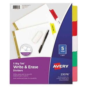 Image of Dividers, 5 Big Tab, Write-On (White)