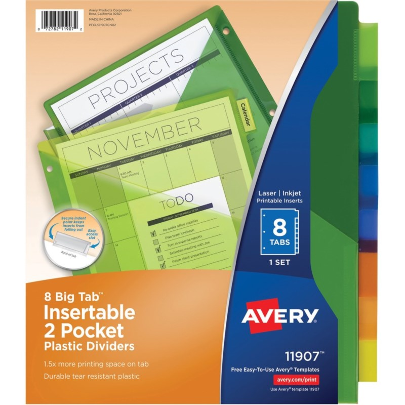 Avery Big Tab Dividers Plastic Pockets