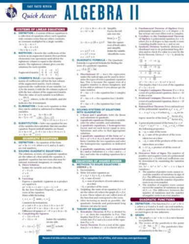 Quick Access Algebra Ii