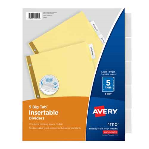 Avery 5 Tab Clear Dividers (SKU 1084892013)