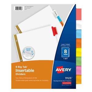 Image of Dividers, Big Tab Insert, 8Tab, Color