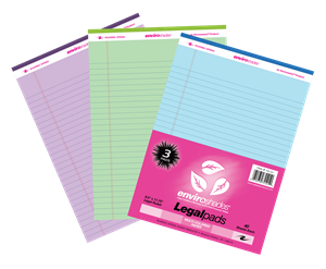 Image of E-Shades Legal Pad, 8.5X11, 3Pk, Asst Colors