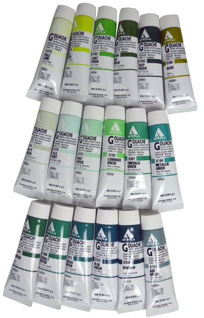 Holbein Gouache Greens