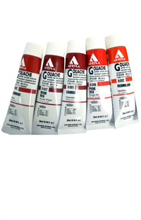 Artist's acrylic polymer emulsion opaque colors. All RED hues! Crimson, Carmine, Wine Red, Pure Red, Vermillion, Luminous Red, M