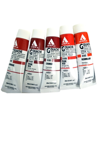 Image of Artist's acrylic polymer emulsion opaque colors. All RED hues! Crimson, Carmine, Wine Red, Pure Red, Vermillion, Luminous Red, M -  1